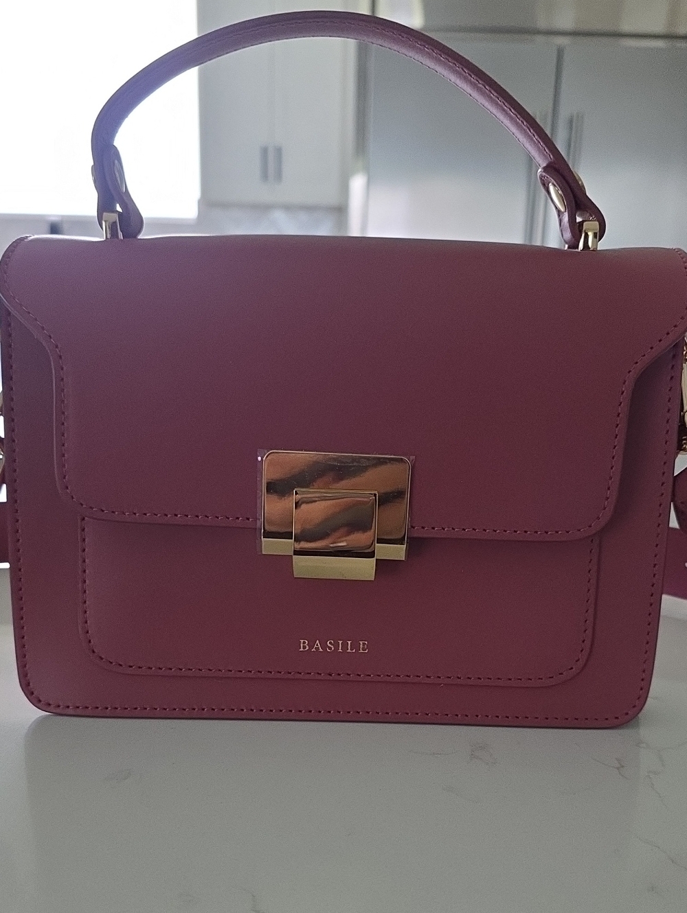 Rose Pink Structured Top-Handle Satchel